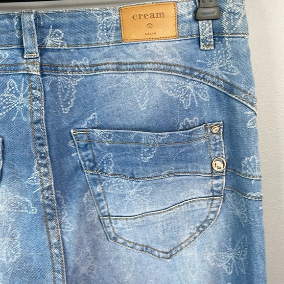 CREAM Mason Butterfly Cropped Shape Fit Jeans Blue Light Wash Mid Rise Fray 30 - Picture 6 of 13